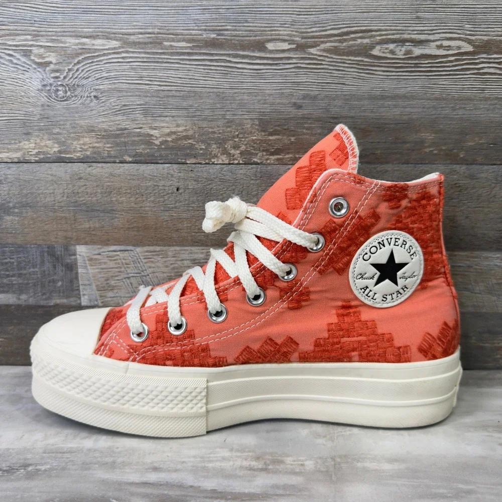 Converse Chuck Taylor All Star Lift High Women Sz 7 Platform Shoes Bright Madder - Picture 5 of 9